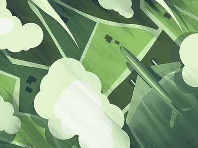 Plane View aeroplane design flat design illustration landscape landscape design plane plane vector srabon arafat tree vector vector art