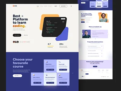 Code. | programming course landing page ui 2021 best shot clean coding design e learn landingpage learning minimal programming ui ux waebsite web design