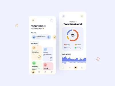 Learning Application app concept design design learning application mobile ui pastel color ui