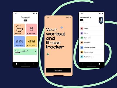 Fitness app app band design fitness flat graphic design mobile mobile app mobile design sport ui
