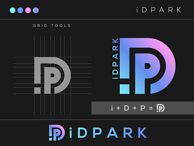 iDPARK-Logo design ( Grid logo) abstract logo app logo brand design brand identity branding creative d letter for sale gradient logo grid grid logo icon idp letter idpark illustration letter logo logo design logo mark modern logo technology logo