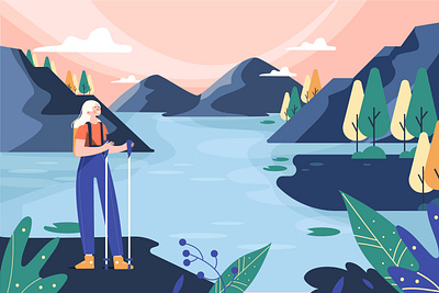 Adventure Concept adventure camping character illustration lifestyle mountain people people illustration vector vector illustration