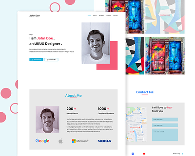 UI/UX Designer Portfolio Website blue clean design flat graphic design minimal pink portfolioui ui uiux ux web websiteui