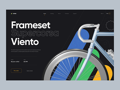 Bicycle landing store page 3d bicycle bold cinema cycling eco friendly geometric health landing page marathon slick sport store web design website wheels zajno