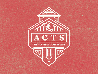 Acts - Series Art acts badge bible book branding church design icon illustration letter lineart logo paper prison rome texture typography upside down vector write