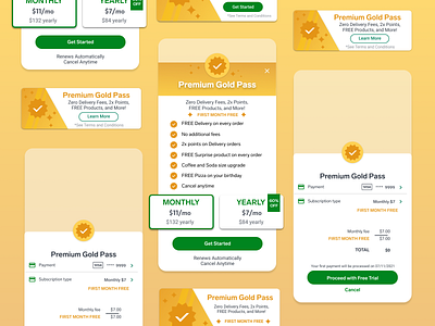 Premium Gold Pass branding coin delivery flat illustration gold golden interface logo mobile plan premium subscription ui ux yellow