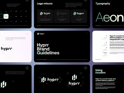 🧑‍💻 Brand Identity for Social Platform app design brand book brand identity branding clean colors design guidelines hyprr interface logo logo construction minimal nft platform presentation social typography ui ux web3