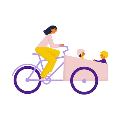 Bakfiets vector illustration bakfiets bicycle bike cargo cargo bike children clipart cyclist flat illustration mother netherlands ride transport transportation vector