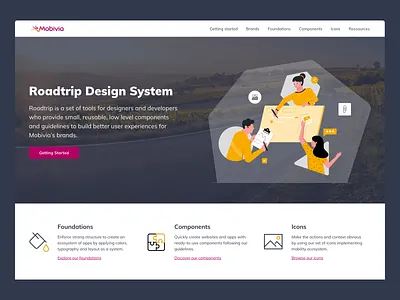 Landing page of Roadtrip Design System design system design systems desktop flat flat design guidelines homepage interface landing landing page landingpage minimal minimalism system ui