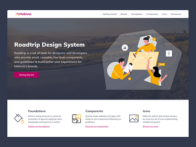 Landing page of Roadtrip Design System design system design systems desktop flat flat design guidelines homepage interface landing landing page landingpage minimal minimalism system ui