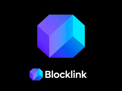 Blocklink logo concept pt.3 3d block blockchain branding crypto diamond fintech geometry link logo octagon technology