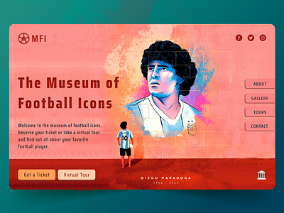 Football Museum adobe xd art design fifa football football icon gallery landing maradona messi museum ronaldo soccer ticket ui ux world cup