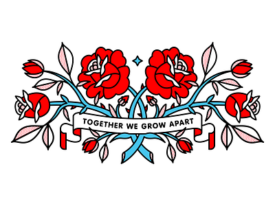 Together We Grow Apart flowers friendship grow halftone illustration monoline redhalftone rose tattoo