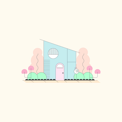 bubblegum house architecture design home house icon iconography illustration illustrator midcentury minimal modern vector