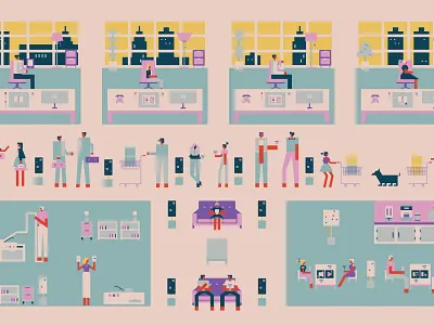 Office branding characters design illustration office