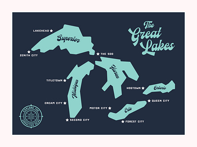 The Great Lakes Map canada cities compass design erie fresh great lakes huron maps michigan ontario superior united states water