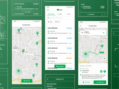 Xurir Rider - Delivery App 📦 app application courier delivery design expeditions figma green mobile package ui uiux x ray