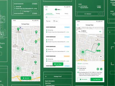 Xurir Rider - Delivery App 📦 app application courier delivery design expeditions figma green mobile package ui uiux x-ray