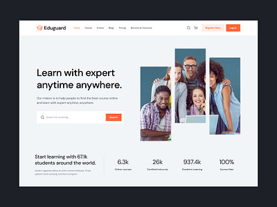 Eduguard - LMS branding clean modern courses design trends designerzafor e learning education eduguard figma instructor landing page lms teaser templatecookie themeforest ui website