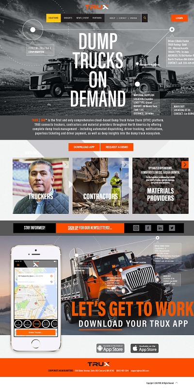 Trucking company website design ui