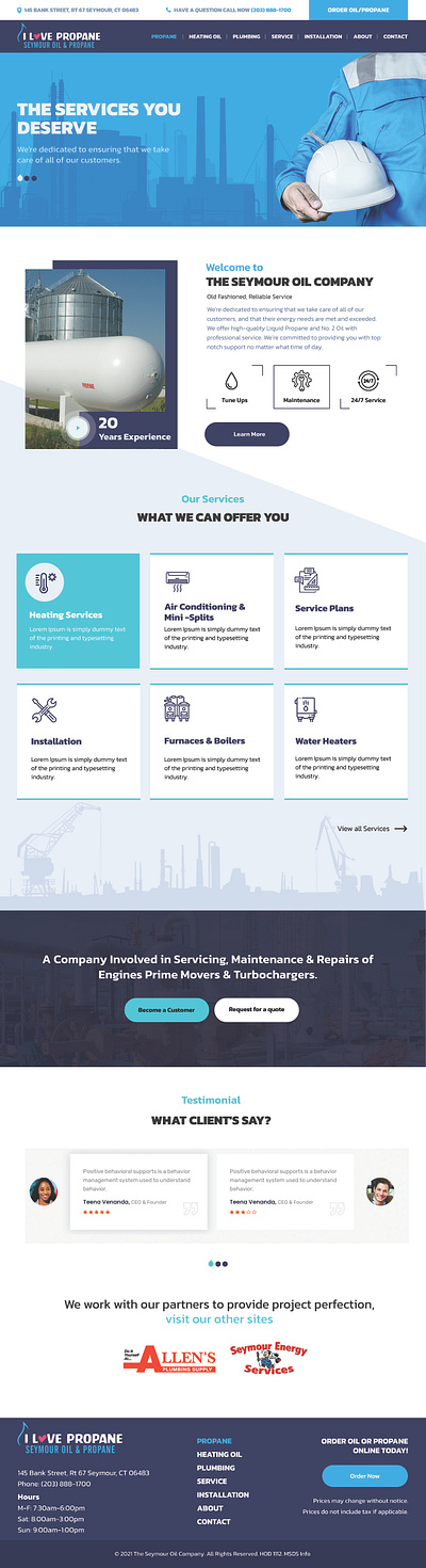 Propane and plumbing company graphic design ui