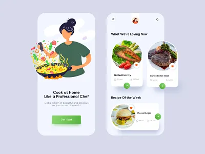 Online Recipe App clean clean design cook cook book cooking cooking app design food food app foodie illustration mobile app mobile interface onboarding recipe recipe app recipe book restaurent ui ux