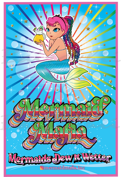 Mermaid Mafia branding cartoon character comic illustration logo vector
