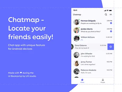 Chatmap - Locate your friends easily! android app application applicationdesign branding figma mobile productdesign ui uidesign ux