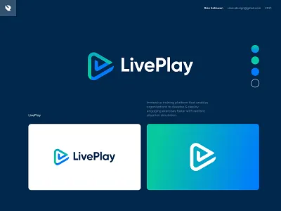 LivePlay logo design app logo blue green logo brand identity clean logo gradient logo logo logo design logo designer logomarks lp lp logo marks modern logo negative space play logo visual identity