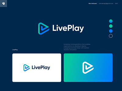 LivePlay logo design app logo blue green logo brand identity clean logo gradient logo logo logo design logo designer logomarks lp lp logo marks modern logo negative space play logo visual identity