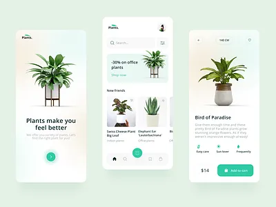 Plant shop mobile app app design minimalistic mobile app modern plant app plant shop plant store simple ui