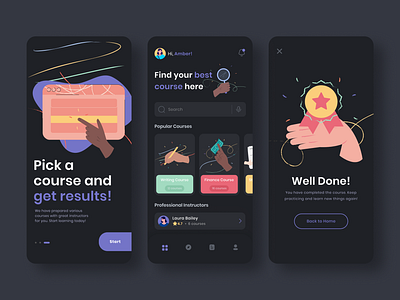 Online Course UI Design app design clean clean ui course app dark ui illustration inspiration learning modern online course study ui design ui inspiration uidesign