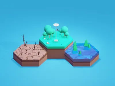 3D illustration 3d blender diorama farm lowpoly nomad