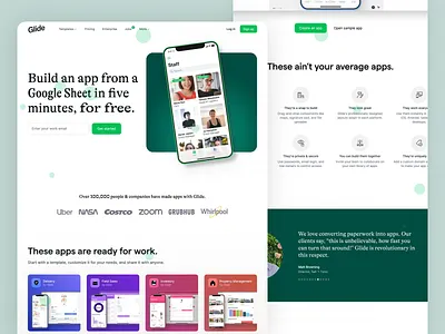 Glide - Marketing App andriod andriodapp app clean clean ui design ios iosapp landingpage marketing app marketing website ui ui design uidesign ux ux design website