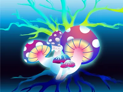 Psychedelic mushrooms adobe illustrator flat graphic design illustration illustrator psychedelic summer vibe