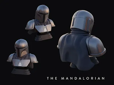 The Mandalorian 3d 3d character 3dart 3dprint art artist baby yoda blender boba bust character design creative design fett logo mandalorian model realistic render starwars