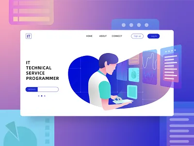 IT technical service illustration exercise application interface branding illustration internet landing page programmer service technology ui ui design web