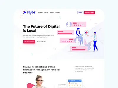 Flyte - Landing Page api and integrations app branding customer satisfaction design digital marketing google reviews illustration improve local seo india local logo mobile nihalgraphics performance insights review generation sentiment based marketing tripadvisor ui ux