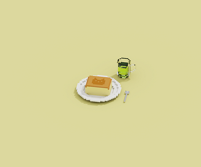 台湾カステラ / Taiwanese castella cake 3d 3dart castella cute design dessert food illustration lowpoly voxel 台湾カステラ