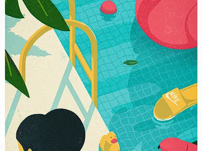 Happy summer 2021 2021 bird bold colorful contemporary digital painting flamingo girl graphic design heat hot illustration nike pool relax sexy summer swimming pool vacation water