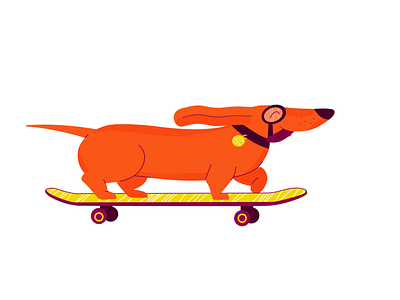 Happy Doggo adobe after effects after effects animation after effects motion graphics animation art branding design dog dog on skateboard happy illustration illustrator motion design motion graphics orange sausage dog skateboard skating