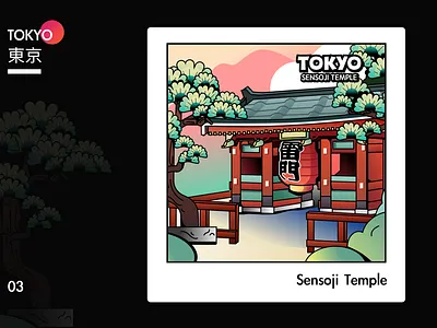 Sensoji Temple design icon illustration japan sensoji temple tokyo travel ui