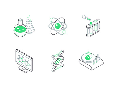 Science and medicine - line isometric icons design education icon isometric line medicine science style vector