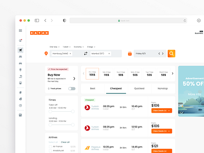 Kayak.com Flight Search Redesign Concept airlines booking design desktop expedia flights hotels interface kayak kayak.com modern safari search result skyscanner stays ticket ui ux web