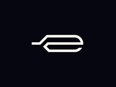 E feather e feather icon letter line logo monogram nature simple symbol