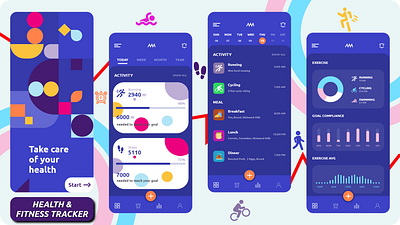 Personal Health Monitor App app branding design illustration typography ui ux