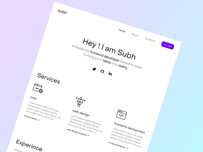 Portfolio landing page clean ui design developer portfolio landingpage minimal minimal design portfolio portfolio design ui uidesign uxdesign webdesign