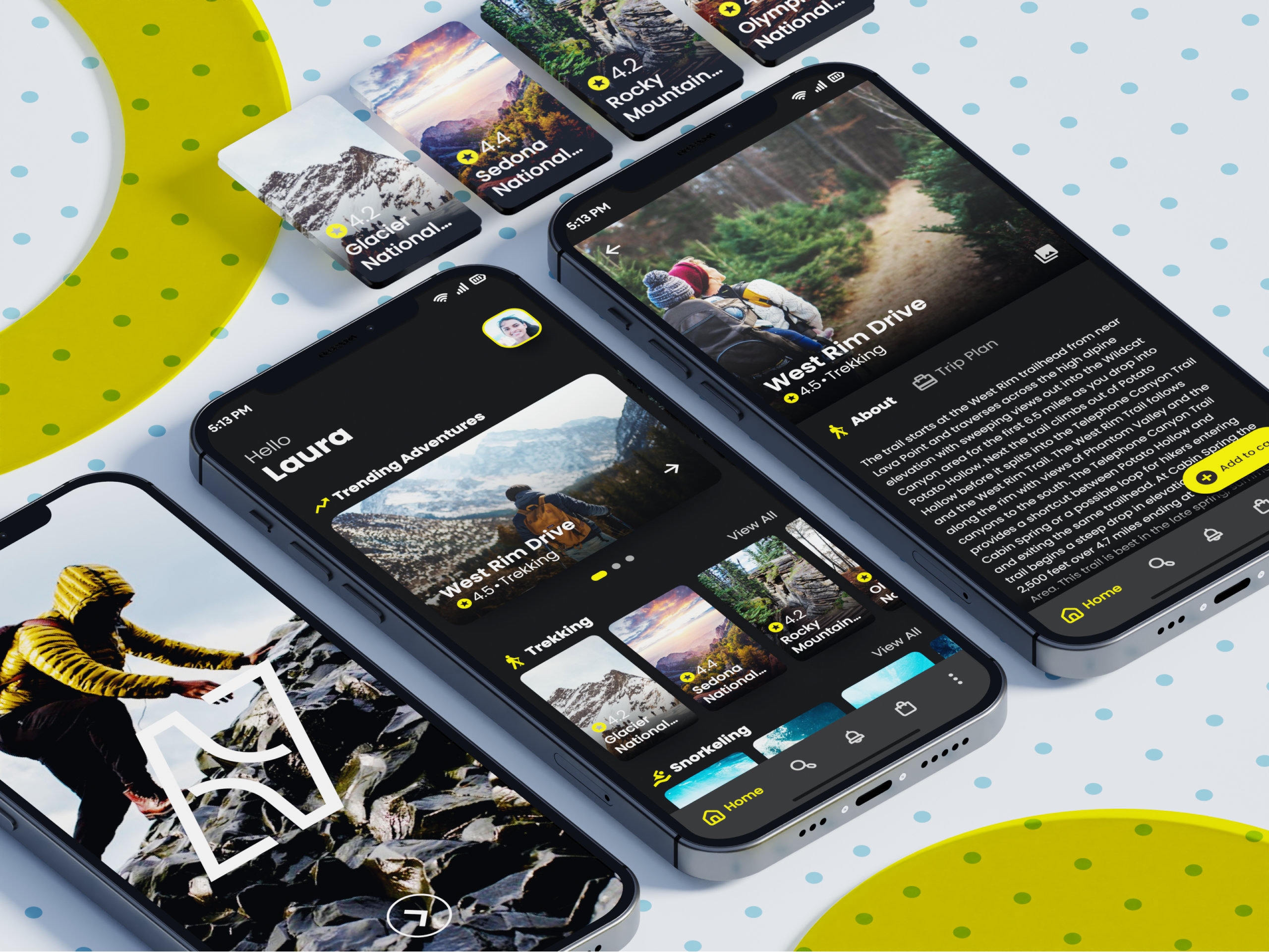Nexventure | Adventure Travel App 3d 3d mockup adventure app app blender blender3d branding design logo mobile mobile app travel app ui user interface design ux