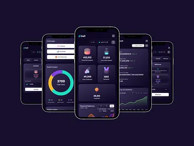 DAFI - Decentralized Finance Mobile Application Design blockchain crypto dapp dark theme defi design staking app ui user experience user interface ux
