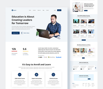 Online Education Course Landing Page branding design designer graphic design landing page logo online education course ui ui design uiux ux design web design web designer website design